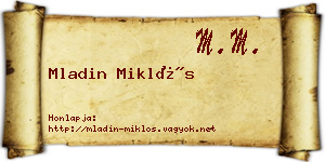 Mladin Miklós névjegykártya